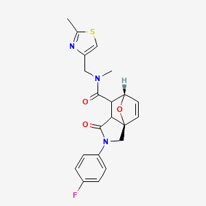 molecular formula C21H20FN3O3S B5556973 (3aR*,6S*)-2-(4-氟苯基)-N-甲基-N-[(2-甲基-1,3-噻唑-4-基)甲基]-1-氧代-1,2,3,6,7,7a-六氢-3a,6-环氧异吲哚-7-甲酰胺 