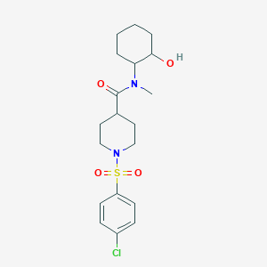 molecular formula C19H27ClN2O4S B5556985 1-[(4-氯苯基)磺酰基]-N-(2-羟基环己基)-N-甲基-4-哌啶甲酰胺 