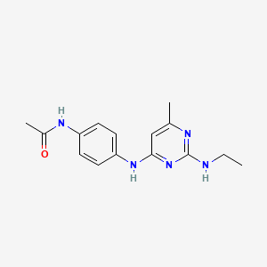 molecular formula C15H19N5O B5556997 N-(4-{[2-(乙氨基)-6-甲基-4-嘧啶基]氨基}苯基)乙酰胺 