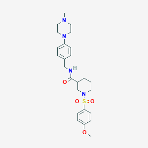 molecular formula C25H34N4O4S B5556999 1-[(4-methoxyphenyl)sulfonyl]-N-[4-(4-methyl-1-piperazinyl)benzyl]-3-piperidinecarboxamide 