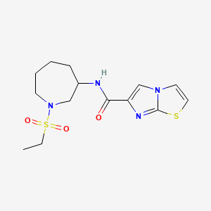 molecular formula C14H20N4O3S2 B5557004 N-[1-(乙磺酰基)氮杂环戊烷-3-基]咪唑并[2,1-b][1,3]噻唑-6-甲酰胺 