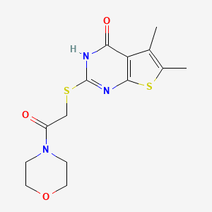 molecular formula C14H17N3O3S2 B5557012 5,6-dimethyl-2-{[2-(4-morpholinyl)-2-oxoethyl]thio}thieno[2,3-d]pyrimidin-4(3H)-one 