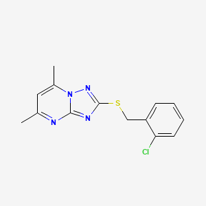 molecular formula C14H13ClN4S B5557048 2-[(2-chlorobenzyl)thio]-5,7-dimethyl[1,2,4]triazolo[1,5-a]pyrimidine 