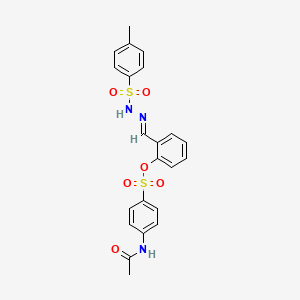 molecular formula C22H21N3O6S2 B5557050 2-{2-[(4-methylphenyl)sulfonyl]carbonohydrazonoyl}phenyl 4-(acetylamino)benzenesulfonate 