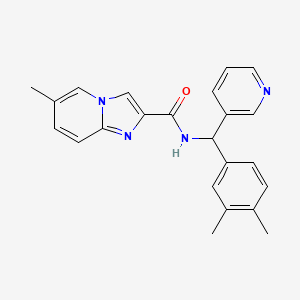 molecular formula C23H22N4O B5557051 N-[(3,4-二甲苯基)(3-吡啶基)甲基]-6-甲基咪唑并[1,2-a]吡啶-2-甲酰胺 