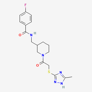 molecular formula C18H22FN5O2S B5557101 4-氟-N-[(1-{[(3-甲基-1H-1,2,4-三唑-5-基)硫代]乙酰}哌啶-3-基)甲基]苯甲酰胺 