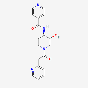 molecular formula C18H20N4O3 B5557103 N-[(3R*,4R*)-3-羟基-1-(吡啶-2-基乙酰)哌啶-4-基]异烟酰胺 