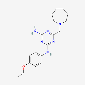 molecular formula C18H26N6O B5557117 6-(1-azepanylmethyl)-N-(4-ethoxyphenyl)-1,3,5-triazine-2,4-diamine 