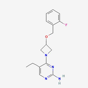 molecular formula C16H19FN4O B5557149 5-ethyl-4-{3-[(2-fluorobenzyl)oxy]azetidin-1-yl}pyrimidin-2-amine 