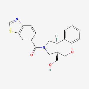 molecular formula C20H18N2O3S B5557169 [(3aS*,9bS*)-2-(1,3-benzothiazol-6-ylcarbonyl)-1,2,3,9b-tetrahydrochromeno[3,4-c]pyrrol-3a(4H)-yl]methanol 