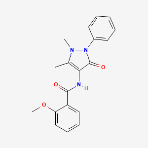 molecular formula C19H19N3O3 B5557172 N-(1,5-dimethyl-3-oxo-2-phenyl-2,3-dihydro-1H-pyrazol-4-yl)-2-methoxybenzamide 