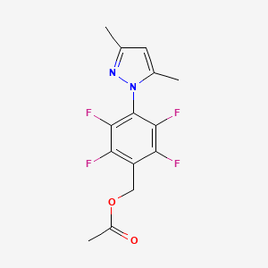 molecular formula C14H12F4N2O2 B5557177 4-(3,5-dimethyl-1H-pyrazol-1-yl)-2,3,5,6-tetrafluorobenzyl acetate 