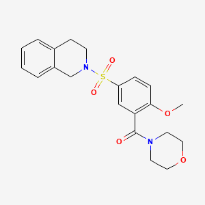 molecular formula C21H24N2O5S B5557207 2-{[4-methoxy-3-(4-morpholinylcarbonyl)phenyl]sulfonyl}-1,2,3,4-tetrahydroisoquinoline 