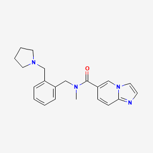 molecular formula C21H24N4O B5557211 N-methyl-N-[2-(pyrrolidin-1-ylmethyl)benzyl]imidazo[1,2-a]pyridine-6-carboxamide 