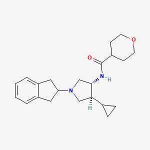 molecular formula C22H30N2O2 B5557224 N-[rel-(3R,4S)-4-cyclopropyl-1-(2,3-dihydro-1H-inden-2-yl)-3-pyrrolidinyl]tetrahydro-2H-pyran-4-carboxamide hydrochloride 