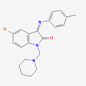 molecular formula C21H22BrN3O B5557243 5-bromo-3-[(4-methylphenyl)imino]-1-(1-piperidinylmethyl)-1,3-dihydro-2H-indol-2-one 