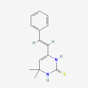 molecular formula C14H16N2S B5557299 4,4-dimethyl-6-(2-phenylvinyl)-3,4-dihydro-2(1H)-pyrimidinethione 