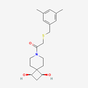 molecular formula C19H27NO3S B5557319 (1R*,3S*)-7-{[(3,5-dimethylbenzyl)thio]acetyl}-7-azaspiro[3.5]nonane-1,3-diol 