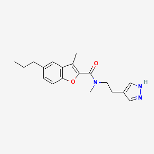 molecular formula C19H23N3O2 B5557324 N,3-dimethyl-5-propyl-N-[2-(1H-pyrazol-4-yl)ethyl]-1-benzofuran-2-carboxamide 
