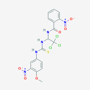 molecular formula C17H14Cl3N5O6S B5557332 2-硝基-N-[2,2,2-三氯-1-({[(4-甲氧基-3-硝基苯基)氨基]碳硫代酰}氨基)乙基]苯甲酰胺 