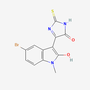 molecular formula C12H8BrN3O2S B5557343 5-bromo-1-methyl-3-(5-oxo-2-thioxo-4-imidazolidinylidene)-1,3-dihydro-2H-indol-2-one 