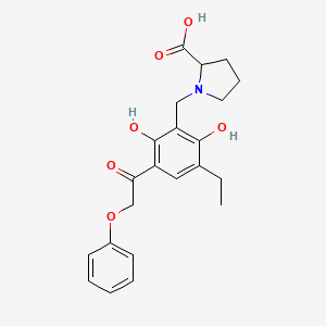 molecular formula C22H25NO6 B5557374 1-[3-ethyl-2,6-dihydroxy-5-(phenoxyacetyl)benzyl]proline 
