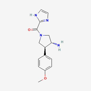 molecular formula C15H18N4O2 B5557381 (3R*,4S*)-1-(1H-咪唑-2-羰基)-4-(4-甲氧基苯基)吡咯烷-3-胺 