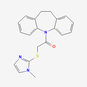 molecular formula C20H19N3OS B5557383 5-{[(1-methyl-1H-imidazol-2-yl)thio]acetyl}-10,11-dihydro-5H-dibenzo[b,f]azepine 