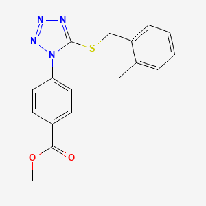 molecular formula C17H16N4O2S B5557387 4-{5-[(2-甲苯基甲硫基)-1H-四唑-1-基]苯甲酸甲酯 