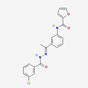 molecular formula C20H16ClN3O3 B5557447 N-{3-[N-(3-chlorobenzoyl)ethanehydrazonoyl]phenyl}-2-furamide 