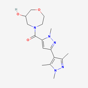 molecular formula C16H23N5O3 B5557451 4-[(1,1',3',5'-tetramethyl-1H,1'H-3,4'-bipyrazol-5-yl)carbonyl]-1,4-oxazepan-6-ol 