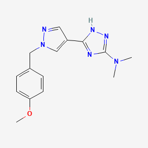 molecular formula C15H18N6O B5557522 3-[1-(4-甲氧基苄基)-1H-吡唑-4-基]-N,N-二甲基-1H-1,2,4-三唑-5-胺 