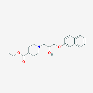 molecular formula C21H27NO4 B5557527 1-[2-羟基-3-(2-萘氧基)丙基]-4-哌啶甲酸乙酯 