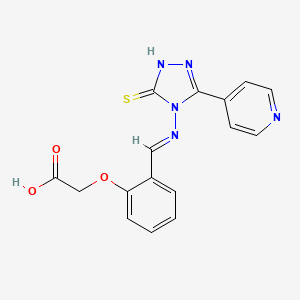 molecular formula C16H13N5O3S B5557573 [2-({[3-巯基-5-(4-吡啶基)-4H-1,2,4-三唑-4-基]亚氨基}甲基)苯氧基]乙酸 