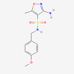 molecular formula C12H15N3O4S B5557588 3-amino-N-(4-methoxybenzyl)-5-methyl-4-isoxazolesulfonamide 