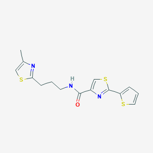 molecular formula C15H15N3OS3 B5557610 N-[3-(4-methyl-1,3-thiazol-2-yl)propyl]-2-(2-thienyl)-1,3-thiazole-4-carboxamide 