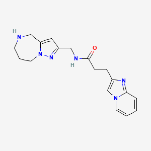molecular formula C18H22N6O B5557613 3-imidazo[1,2-a]pyridin-2-yl-N-(5,6,7,8-tetrahydro-4H-pyrazolo[1,5-a][1,4]diazepin-2-ylmethyl)propanamide dihydrochloride 