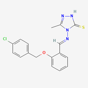 molecular formula C17H15ClN4OS B5557620 4-({2-[(4-chlorobenzyl)oxy]benzylidene}amino)-5-methyl-4H-1,2,4-triazole-3-thiol 