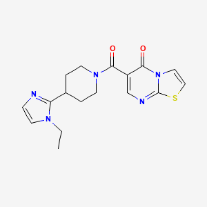 molecular formula C17H19N5O2S B5557644 6-{[4-(1-ethyl-1H-imidazol-2-yl)-1-piperidinyl]carbonyl}-5H-[1,3]thiazolo[3,2-a]pyrimidin-5-one 