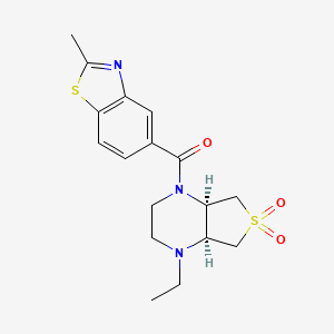 molecular formula C17H21N3O3S2 B5557671 (4aR*,7aS*)-1-ethyl-4-[(2-methyl-1,3-benzothiazol-5-yl)carbonyl]octahydrothieno[3,4-b]pyrazine 6,6-dioxide 