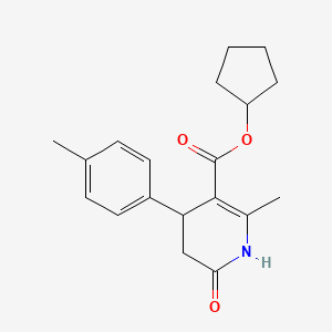 molecular formula C19H23NO3 B5557673 环戊基2-甲基-4-(4-甲苯基)-6-氧代-1,4,5,6-四氢-3-吡啶甲酸 