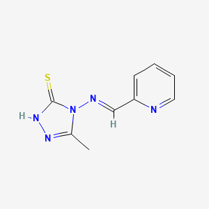 molecular formula C9H9N5S B5557702 5-methyl-4-[(2-pyridinylmethylene)amino]-4H-1,2,4-triazole-3-thiol 