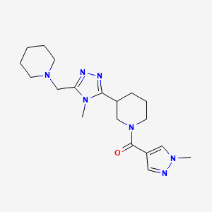 molecular formula C19H29N7O B5557710 3-[4-methyl-5-(piperidin-1-ylmethyl)-4H-1,2,4-triazol-3-yl]-1-[(1-methyl-1H-pyrazol-4-yl)carbonyl]piperidine 