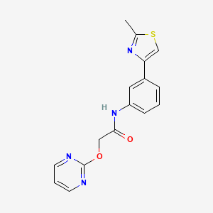 molecular formula C16H14N4O2S B5557734 N-[3-(2-甲基-1,3-噻唑-4-基)苯基]-2-(2-嘧啶氧基)乙酰胺 