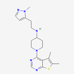 molecular formula C19H26N6S B5557737 1-(5,6-二甲基噻吩并[2,3-d]嘧啶-4-基)-N-[2-(1-甲基-1H-吡唑-5-基)乙基]哌啶-4-胺 
