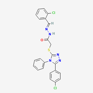 molecular formula C23H17Cl2N5OS B5557756 N'-(2-chlorobenzylidene)-2-{[5-(4-chlorophenyl)-4-phenyl-4H-1,2,4-triazol-3-yl]thio}acetohydrazide 
