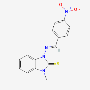 molecular formula C15H12N4O2S B5557765 1-methyl-3-[(4-nitrobenzylidene)amino]-1,3-dihydro-2H-benzimidazole-2-thione 