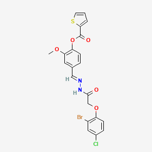 molecular formula C21H16BrClN2O5S B5557773 4-{2-[(2-溴-4-氯苯氧基)乙酰]碳酰肼酰}-2-甲氧基苯基 2-噻吩羧酸酯 