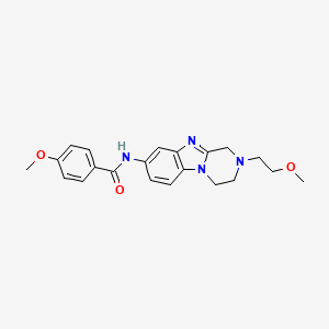 molecular formula C21H24N4O3 B5557782 4-methoxy-N-[2-(2-methoxyethyl)-1,2,3,4-tetrahydropyrazino[1,2-a]benzimidazol-8-yl]benzamide 