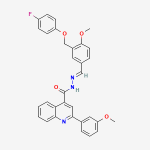 molecular formula C32H26FN3O4 B5557794 N'-{3-[(4-fluorophenoxy)methyl]-4-methoxybenzylidene}-2-(3-methoxyphenyl)-4-quinolinecarbohydrazide 